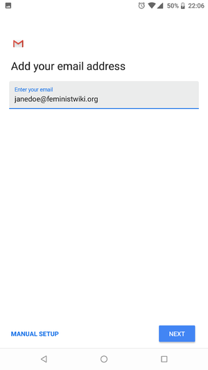Step 4: Enter your full FeministWiki email address and click Next.
